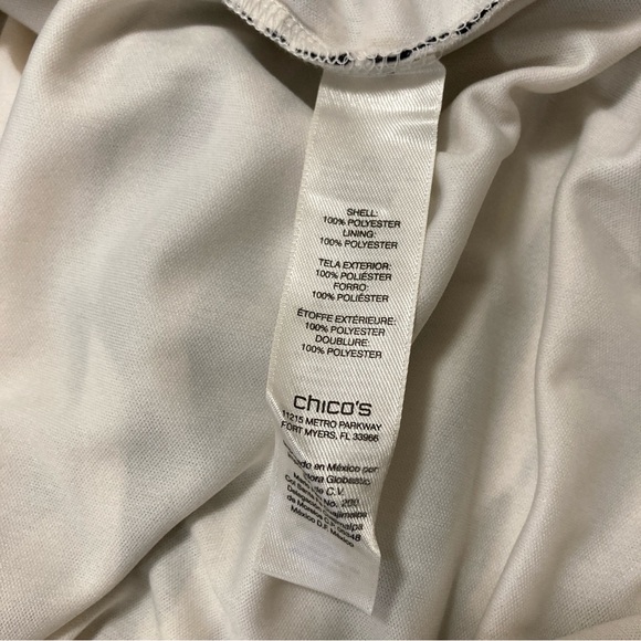 Chico’s Wave Striped Print Textured Faux Wrap 3/4 Length Sleeve Dress Chicos  3 - Picture 9 of 14